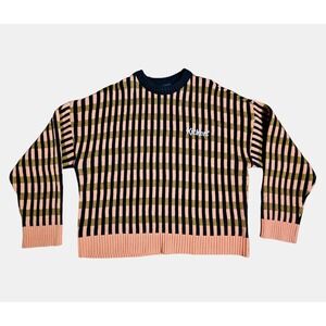 Kickers Relaxed Knitted Jumper Sweater Grid Check Wool Blend Womens M Retro